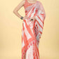 Red Cotton Blend Printed Striped Saree with Unstitched Blouse - Hiral Fashion | Swadesiicart