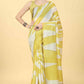 Yellow Cotton Blend Printed Striped Saree with Unstitched Blouse - Hiral Fashion | Swadesiicart