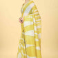 Yellow Cotton Blend Printed Striped Saree with Unstitched Blouse - Hiral Fashion | Swadesiicart