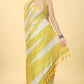 Yellow Cotton Blend Printed Striped Saree with Unstitched Blouse - Hiral Fashion | Swadesiicart