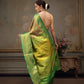Green Pure Silk Woven Zari Design Ethnic Motifs Saree with Unstitched Blouse - Hiral Fashion | Swadesiicart