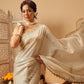 Hiral Fashion Beige Gota Patti Muga Silk Solid Lace Work Saree | Swadesiicart