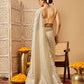 Hiral Fashion Beige Gota Patti Muga Silk Solid Lace Work Saree | Swadesiicart