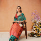 Hiral Fashion Turquoise Blue Banarasi Silk Floral Woven Design Saree | Swadesiicart