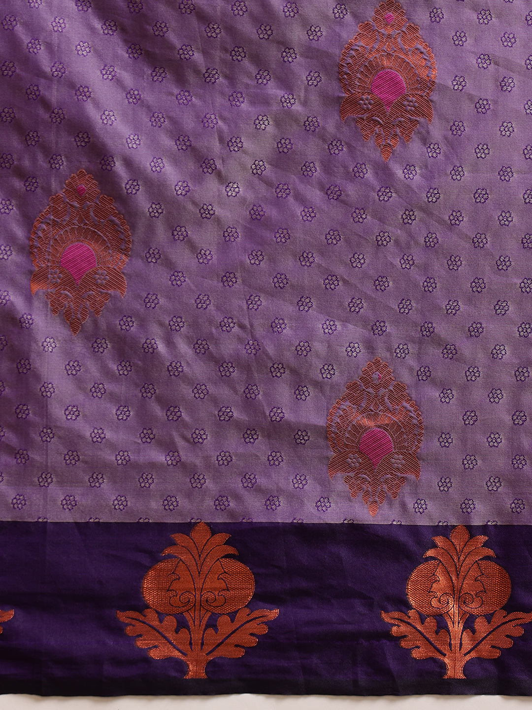 Hiral Fashion Lavender Banarasi Silk Floral Woven Design Saree | Swadesiicart