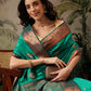 Hiral Fashion Green Banarasi Silk Floral Woven Design Saree | Swadesiicart