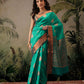 Hiral Fashion Green Banarasi Silk Floral Woven Design Saree | Swadesiicart