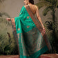 Hiral Fashion Green Banarasi Silk Floral Woven Design Saree | Swadesiicart