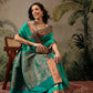 Hiral Fashion Green Banarasi Silk Floral Woven Design Saree | Swadesiicart