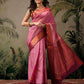 Hiral Fashion Pink Banarasi Silk Floral Woven Design Saree | Swadesiicart