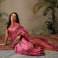 Hiral Fashion Pink Banarasi Silk Floral Woven Design Saree | Swadesiicart