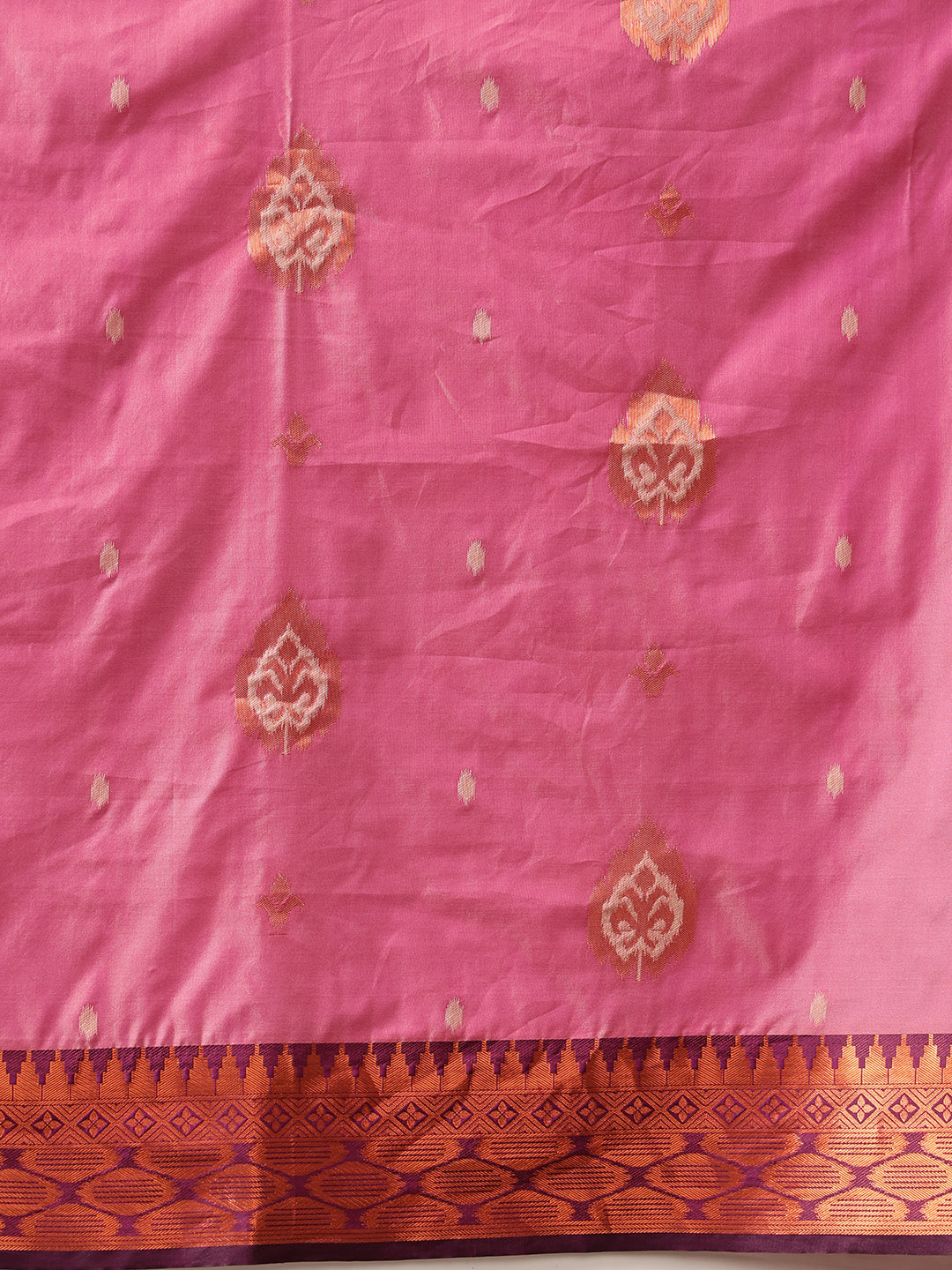Hiral Fashion Pink Banarasi Silk Floral Woven Design Saree | Swadesiicart