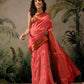 Hiral Fashion Peach Banarasi Silk Floral Woven Design Saree | Swadesiicart