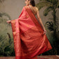 Hiral Fashion Peach Banarasi Silk Floral Woven Design Saree | Swadesiicart