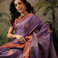 Hiral Fashion Purple Banarasi Silk Floral Woven Design Saree | Swadesiicart