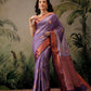 Hiral Fashion Purple Banarasi Silk Floral Woven Design Saree | Swadesiicart