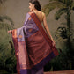 Hiral Fashion Purple Banarasi Silk Floral Woven Design Saree | Swadesiicart