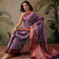 Hiral Fashion Purple Banarasi Silk Floral Woven Design Saree | Swadesiicart