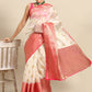 White Silk Blend Woven Zari Design Floral Saree with Unstitched Blouse - Hiral Fashion | Swadesiicart