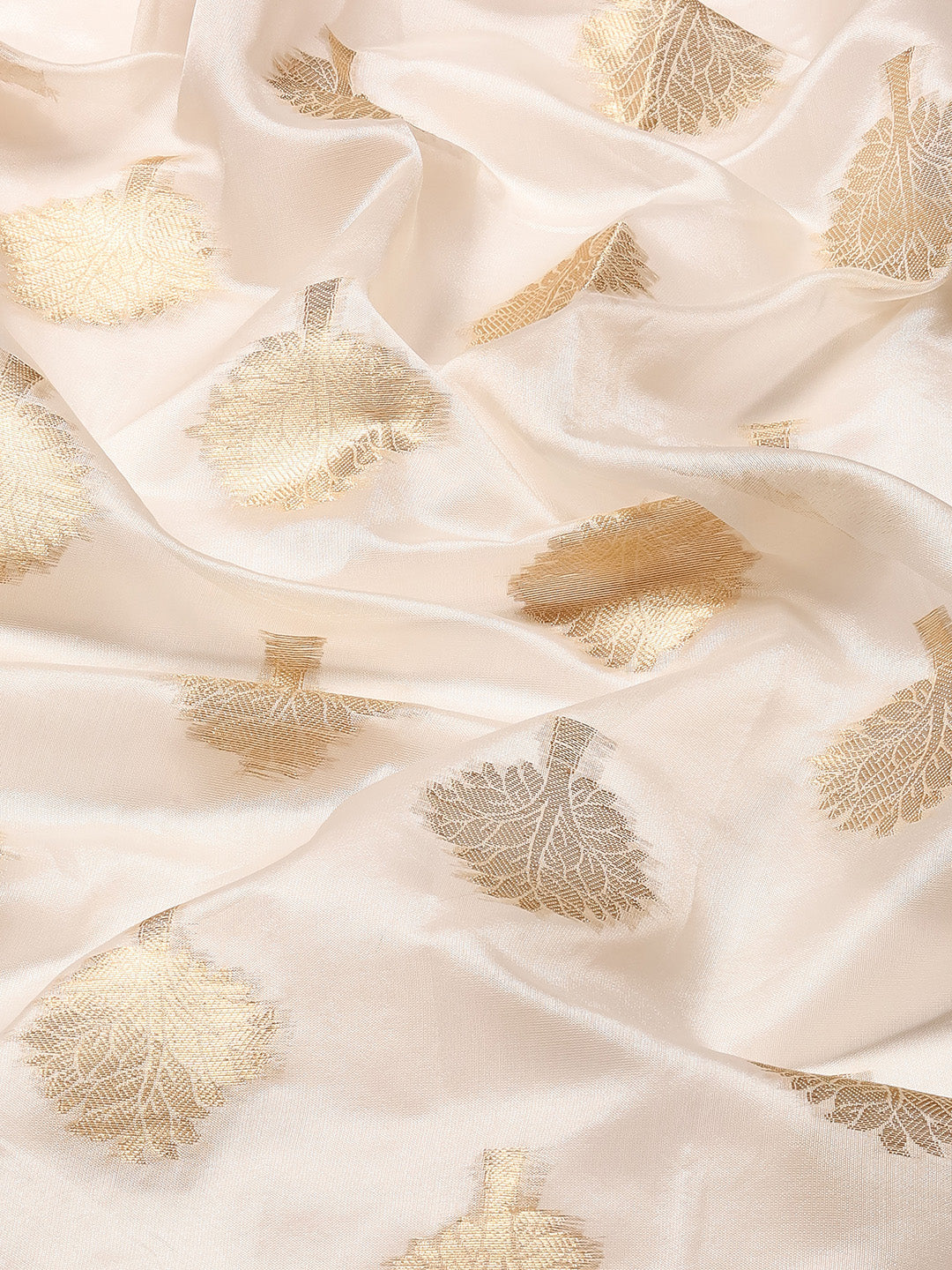 White Silk Blend Woven Zari Design Floral Saree with Unstitched Blouse - Hiral Fashion | Swadesiicart