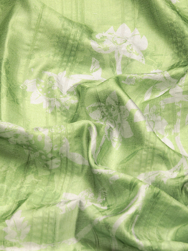 Green Silk Blend Digital Print Floral Saree with Unstitched Blouse - Hiral Fashion | Swadesiicart