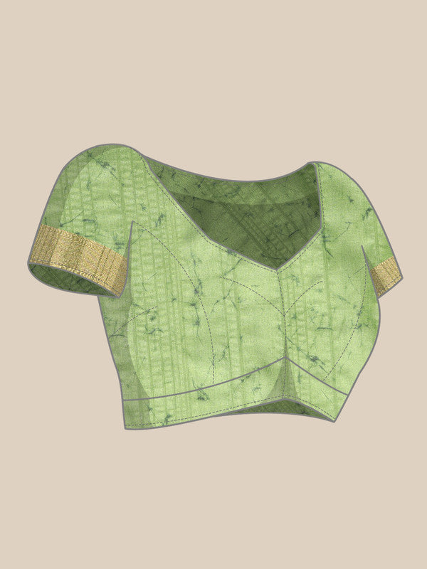 Green Silk Blend Digital Print Floral Saree with Unstitched Blouse - Hiral Fashion | Swadesiicart
