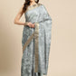 Gray Silk Blend Digital Print Floral Saree with Unstitched Blouse - Hiral Fashion | Swadesiicart