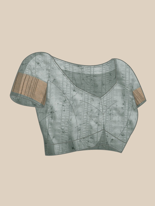 Gray Silk Blend Digital Print Floral Saree with Unstitched Blouse - Hiral Fashion | Swadesiicart