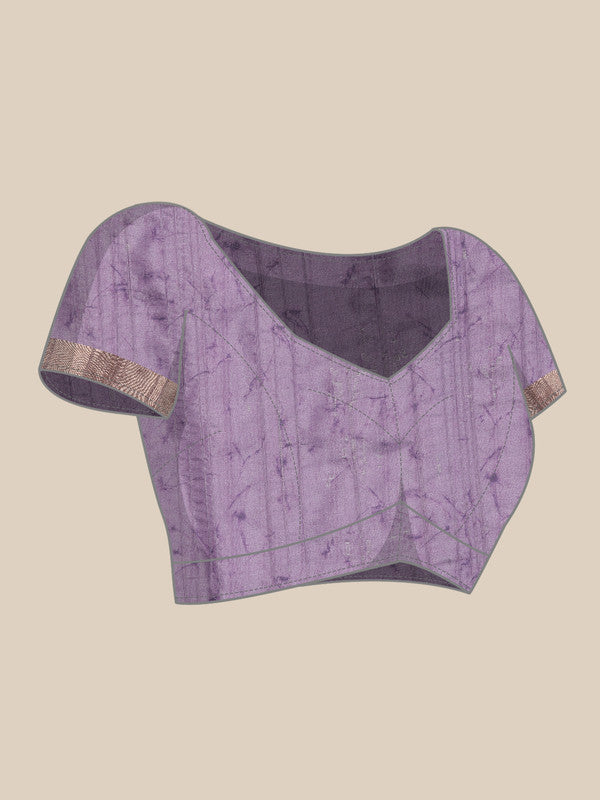 Lavender Silk Blend Digital Print Floral Saree with Unstitched Blouse - Hiral Fashion | Swadesiicart