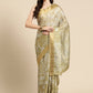 Olive Silk Blend Digital Print Floral Saree with Unstitched Blouse - Hiral Fashion | Swadesiicart