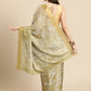 Olive Silk Blend Digital Print Floral Saree with Unstitched Blouse - Hiral Fashion | Swadesiicart