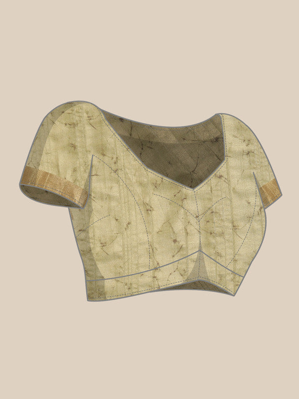 Olive Silk Blend Digital Print Floral Saree with Unstitched Blouse - Hiral Fashion | Swadesiicart