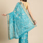Turquoise Silk Blend Digital Print Floral Saree with Unstitched Blouse - Hiral Fashion | Swadesiicart