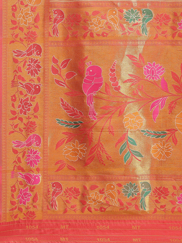 Off White Pure Cotton Woven Zari Design Paisley Saree with Unstitched Blouse - Hiral Fashion | Swadesiicart