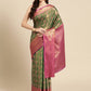 Green Brocade Zari Woven Floral Saree with Unstitched Blouse - Hiral Fashion | Swadesiicart