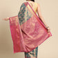 Turquoise Brocade Zari Woven Floral Saree with Unstitched Blouse - Hiral Fashion | Swadesiicart