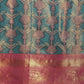 Turquoise Brocade Zari Woven Floral Saree with Unstitched Blouse - Hiral Fashion | Swadesiicart