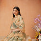 Hiral Fashion Beige Bollywood Cotton Tissue Floral Digital Printed Saree | Swadesiicart