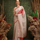 Hiral Fashion Cream Bollywood Cotton Tissue Solid Digital Printed Saree | Swadesiicart