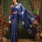 Hiral Fashion Navy Blue Bollywood Cotton Tissue Floral Digital Printed Saree | Swadesiicart