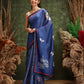 Hiral Fashion Navy Blue Bollywood Cotton Tissue Floral Digital Printed Saree | Swadesiicart
