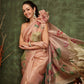 Hiral Fashion Peach Bollywood Cotton Tissue Floral Digital Printed Saree | Swadesiicart