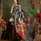 Hiral Fashion Teal Bollywood Cotton Tissue Floral Digital Printed Saree | Swadesiicart
