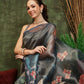 Hiral Fashion Teal Bollywood Cotton Tissue Floral Digital Printed Saree | Swadesiicart