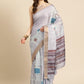 Lavender Silk Blend Printed Geomatric Saree with Unstitched Blouse - Hiral Fashion | Swadesiicart