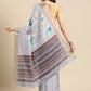 Lavender Silk Blend Printed Geomatric Saree with Unstitched Blouse - Hiral Fashion | Swadesiicart