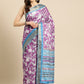 Purple Silk Blend Digital Print Floral Saree with Unstitched Blouse - Hiral Fashion | Swadesiicart
