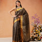 Hiral Fashion Black Kanjeevaram Banarasi Silk Ikkat Woven Design Saree | Swadesiicart