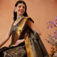 Hiral Fashion Black Kanjeevaram Banarasi Silk Ikkat Woven Design Saree | Swadesiicart
