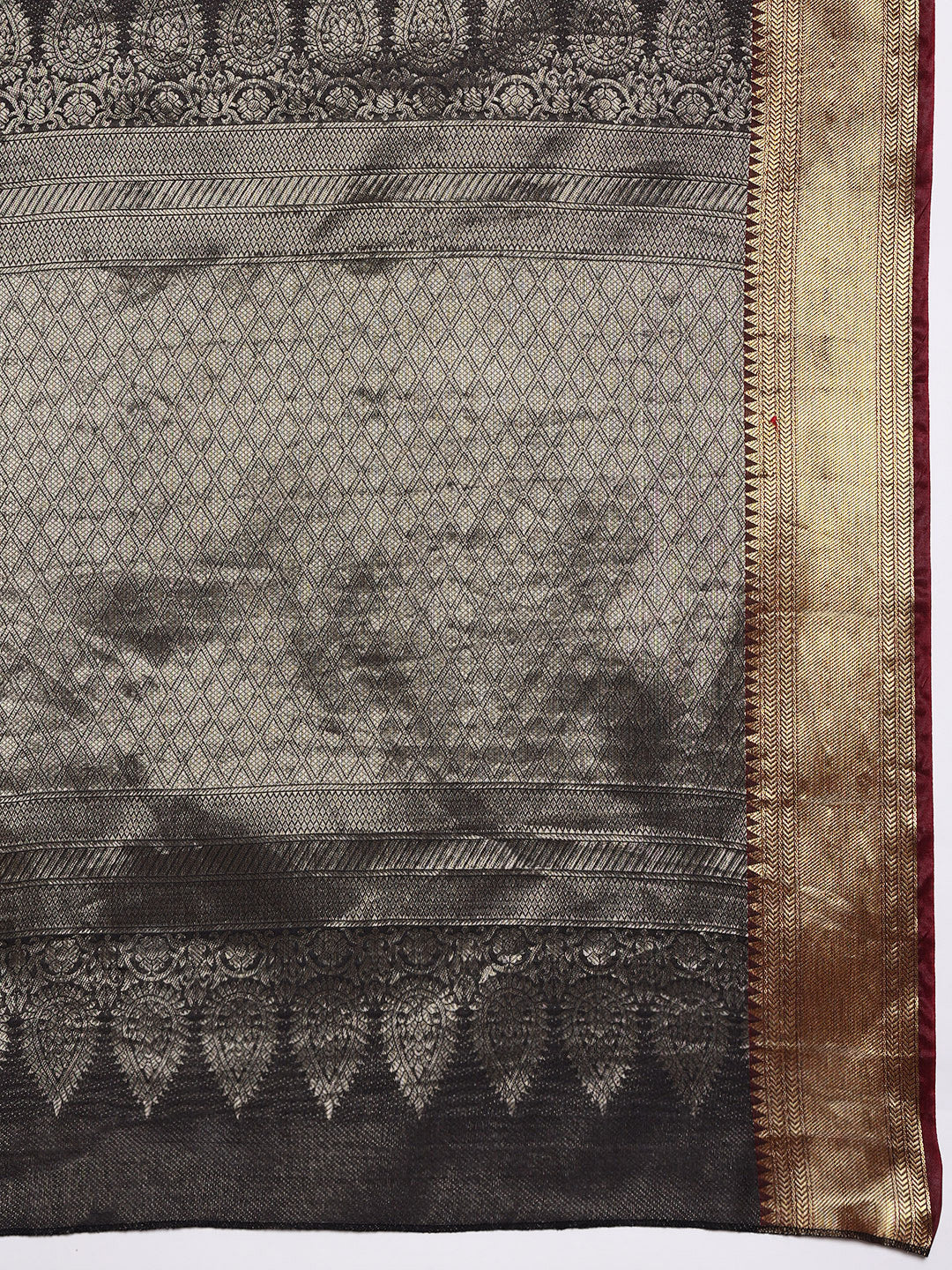 Hiral Fashion Black Kanjeevaram Banarasi Silk Ikkat Woven Design Saree | Swadesiicart
